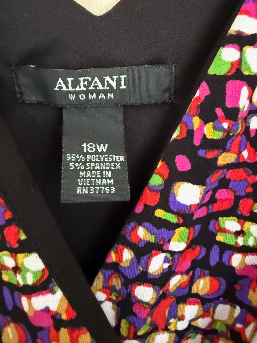 Alfani Mosaic Faux Wrap Dress 18W Sleeveless V-Neck Ruched Artsy Office Cocktail - Picture 6 of 7